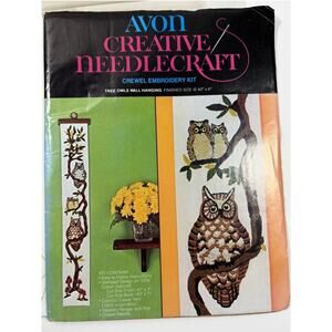 Avon Creative Needlecraft Crewel Embroidery Kit Tree Owls Wall Hanging 40" X 6"